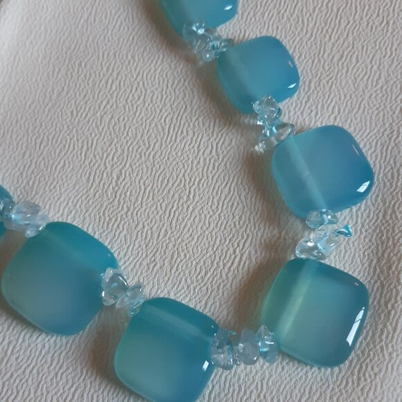 Vintage Brazilian Blue Chalcedony Necklace and Earrings Set - Picture 10 of 16